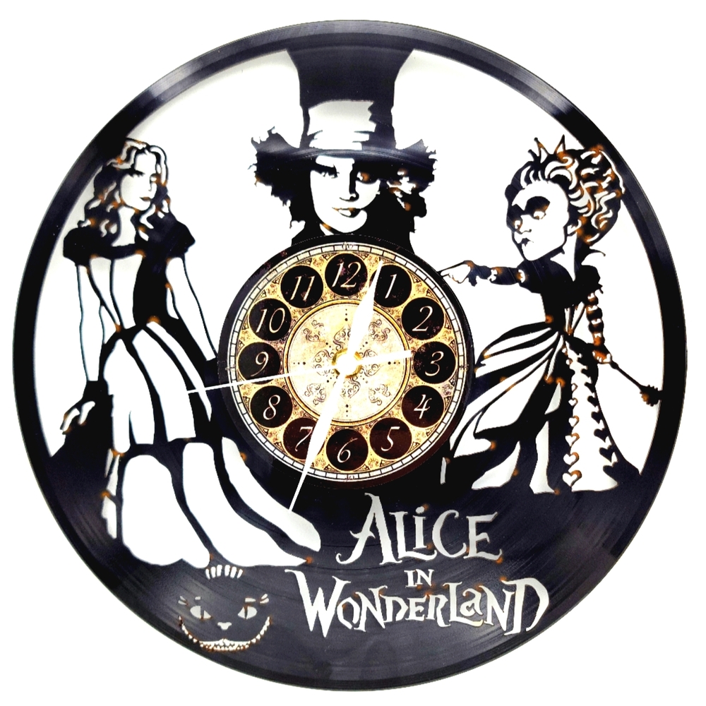 ALICE IN WONDERLAND vinyl record clock